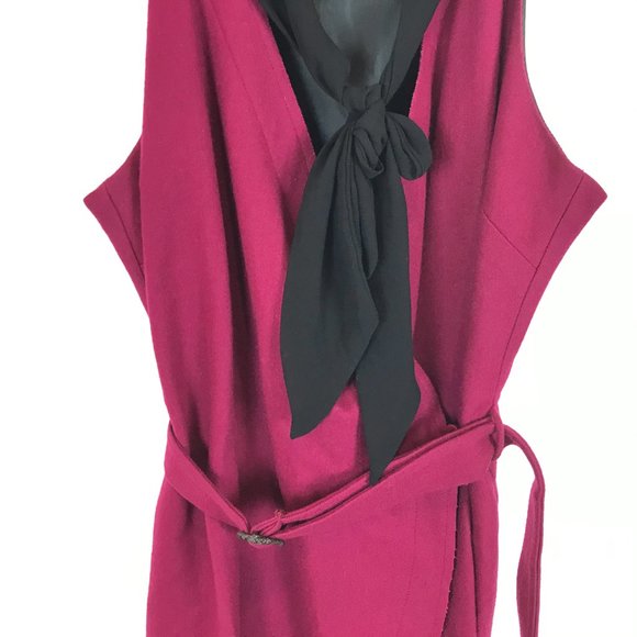 Large Kate Sylvester Wool Front Tie Wrap Dress - Picture 3 of 5